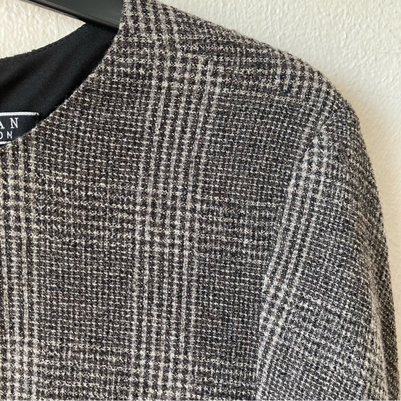 🎁5/$25 Peruvian Connection Brown Plaid Wool Blend Sheath Dress - Picture 2 of 9